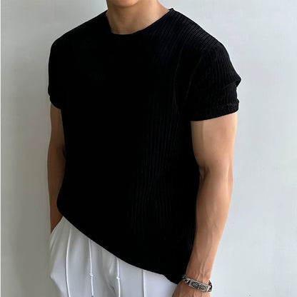 Men Breathable Short-sleeved Sweater Men's Round Neck T-shirt