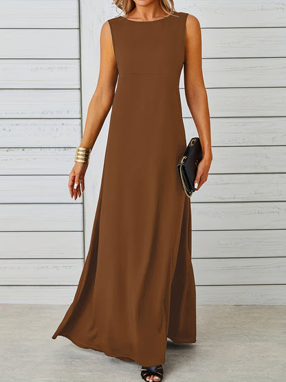 Women's Sleeveless Maxi Dress with Floor-Length Flow and Clean Lines