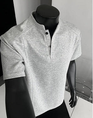 Men’s Shoulder Patchwork Short-Sleeve T-Shirt – Relaxed Fit Casual Tee