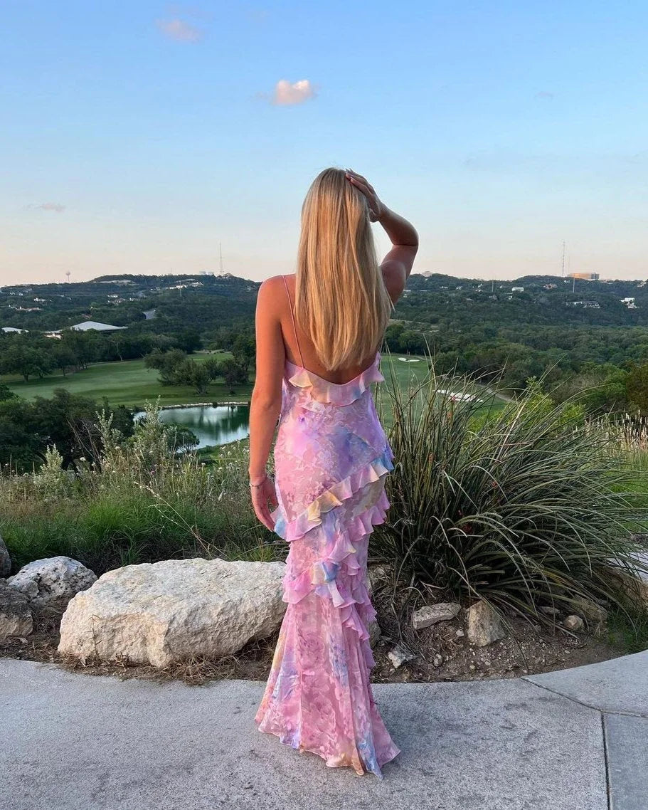 Women's Sleeveless Ruffled Tiered Maxi Dress