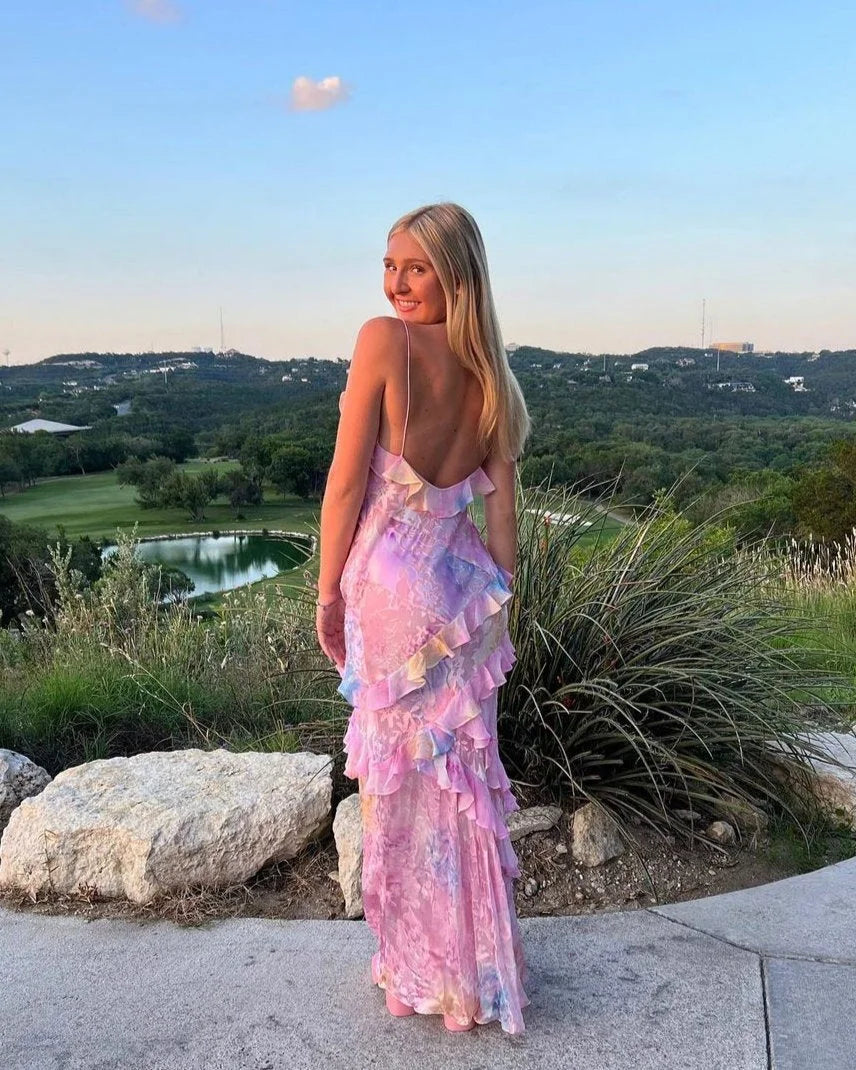 Women's Sleeveless Ruffled Tiered Maxi Dress