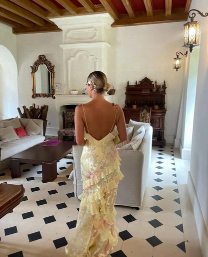 Women's Sleeveless Ruffled Tiered Maxi Dress