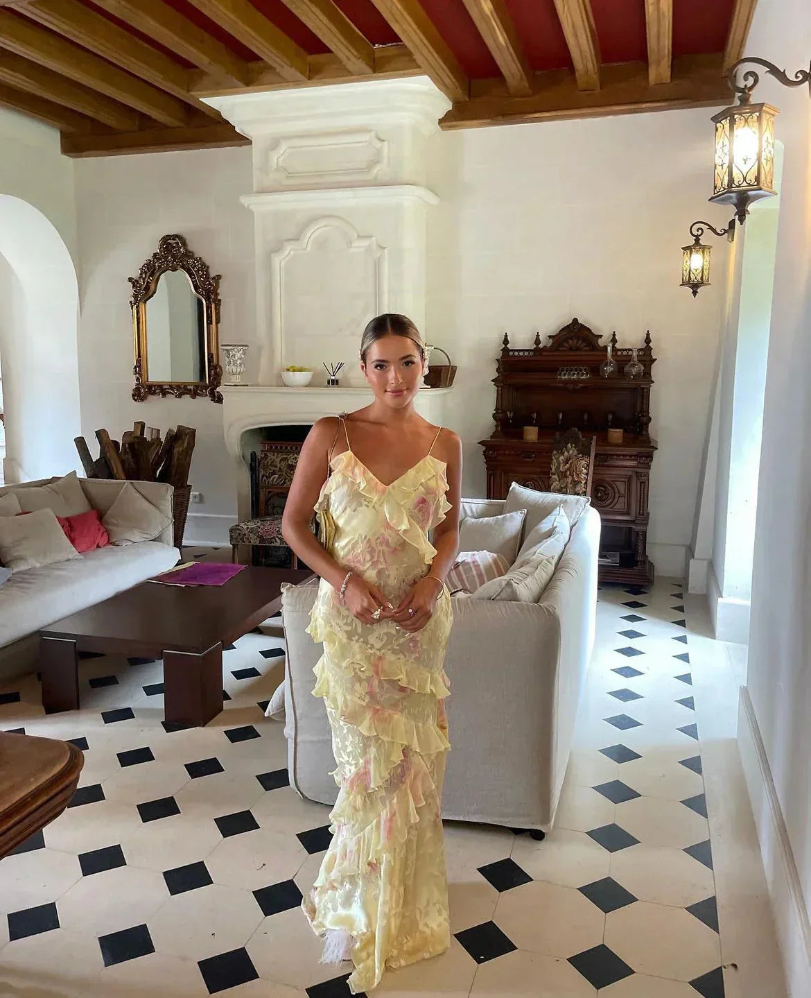 Women's Sleeveless Ruffled Tiered Maxi Dress