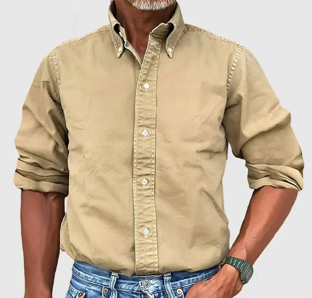 Men's Classic Long Sleeve Button Down Shirt with Smart Collar