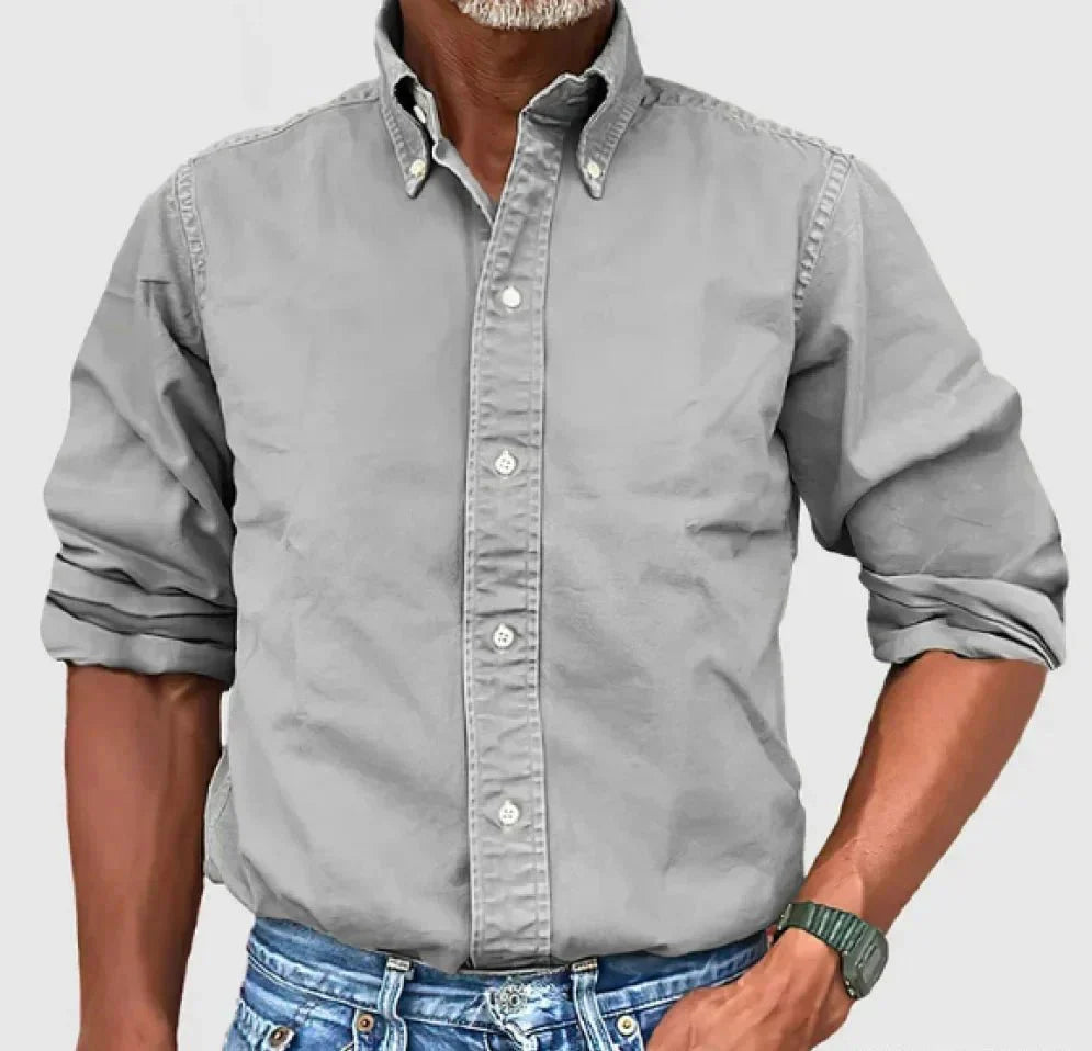 Men's Classic Long Sleeve Button Down Shirt with Smart Collar