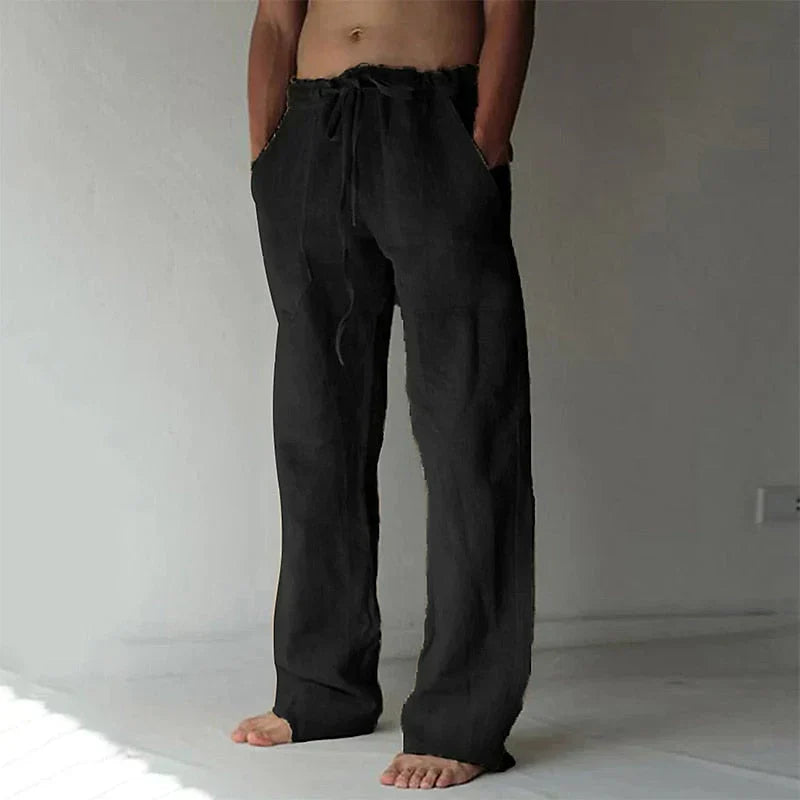 Men's Relaxed Wide-Leg Trousers with Drawstring Waistband