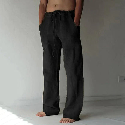 Men's Relaxed Wide-Leg Trousers with Drawstring Waistband