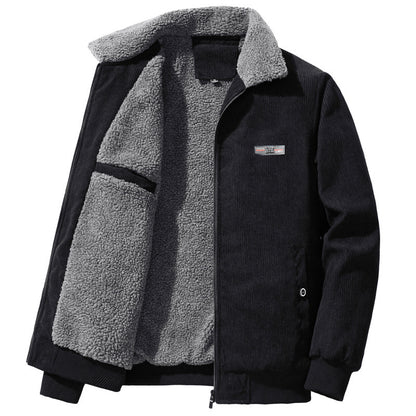 Men's Winter Jacket with Stand Collar Soft Lining and Zip Closure