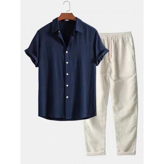 Men's Stylish Button-Up Shirt and Comfortable Pant Set