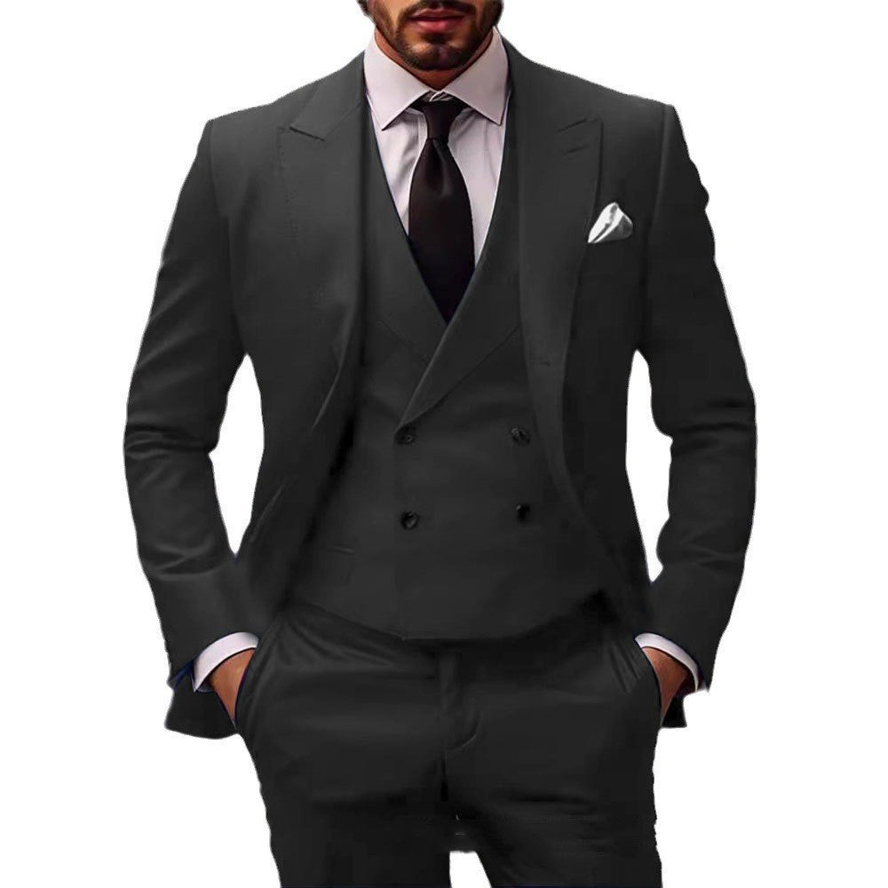 Men's Two-Piece Formal Suit Set with Tailored Blazer and Trousers