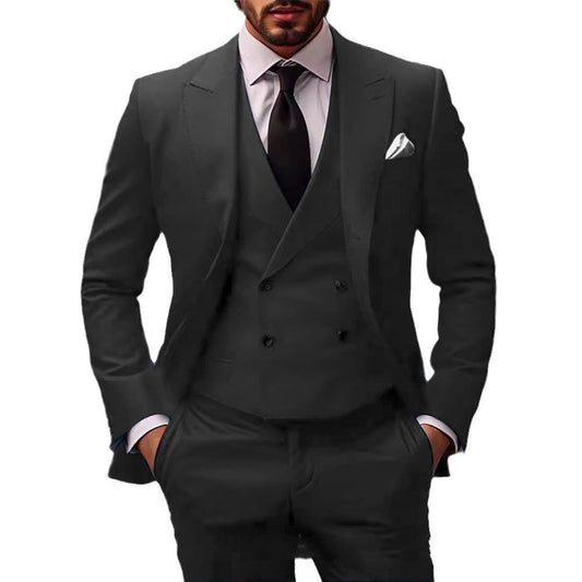 Men's Two-Piece Formal Suit Set with Tailored Blazer and Trousers