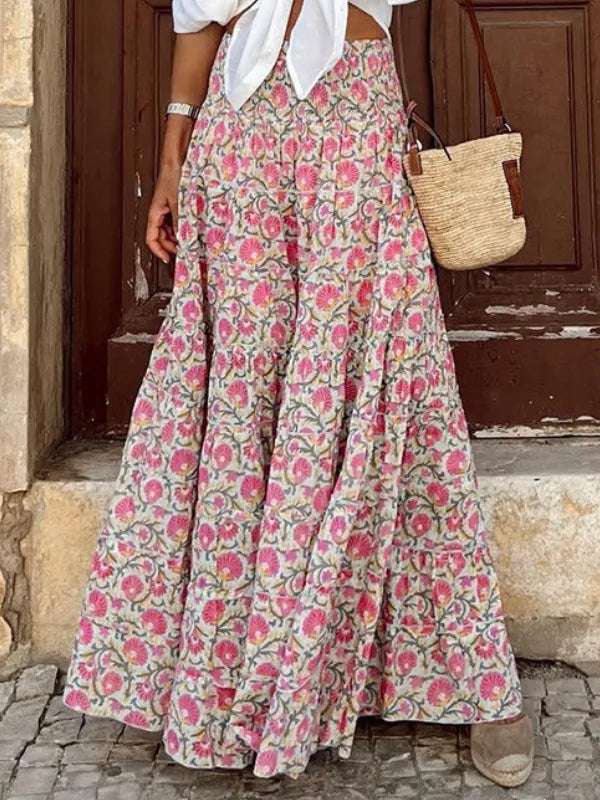 Women's Floral Print Boho Maxi Skirt