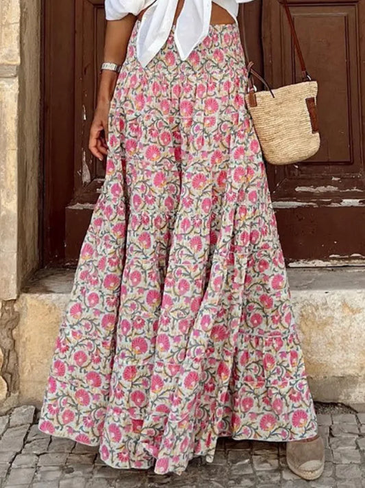 Women's Floral Print Boho Maxi Skirt