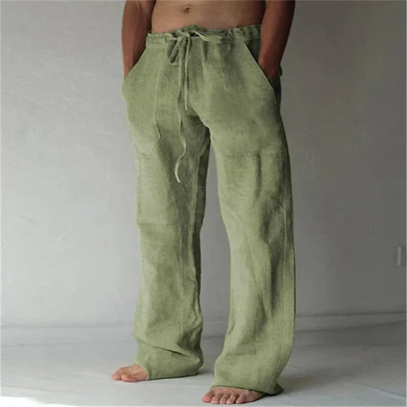 Men's Relaxed Wide-Leg Trousers with Drawstring Waistband