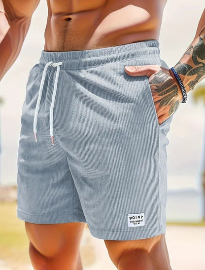 Men’s Corduroy Lace-Up Drawstring Shorts – Lightweight Summer Sports Shorts