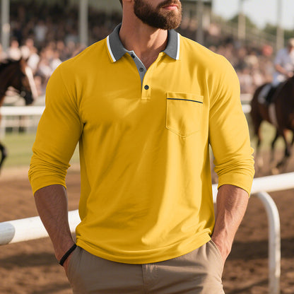Spring & Autumn American-Style Long-Sleeve Men’s Polo Shirt