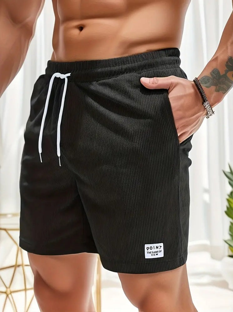 Men’s Corduroy Lace-Up Drawstring Shorts – Lightweight Summer Sports Shorts