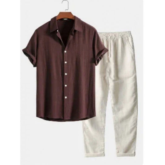 Men's Stylish Button-Up Shirt and Comfortable Pant Set
