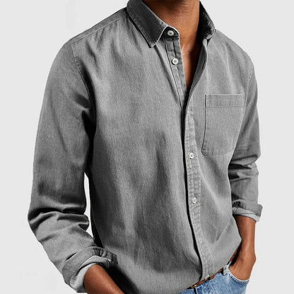 Men's Classic Casual Long Sleeve Shirt with Button Placket