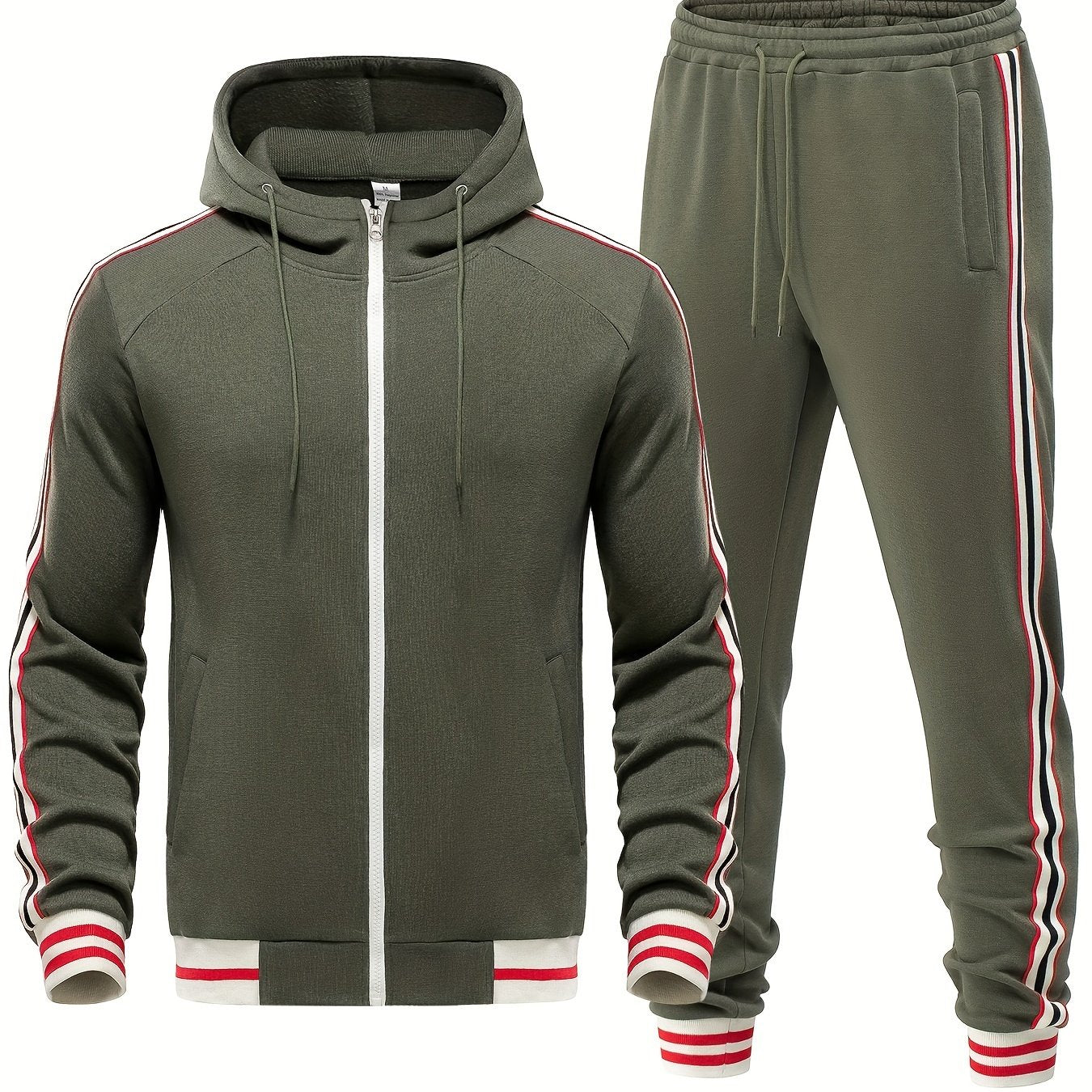 Men's Striped 2-Piece Tracksuit Set with Hoodie and Joggers