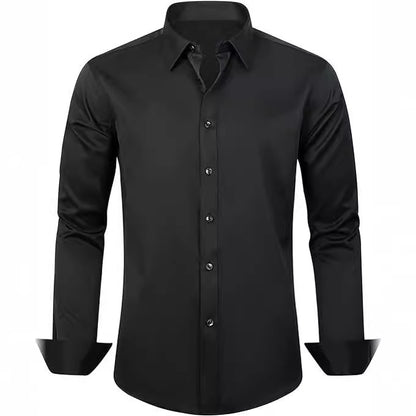 Men’s Elastic Stretch Non-Iron Business Shirt – Wrinkle-Resistant & Slim Fit