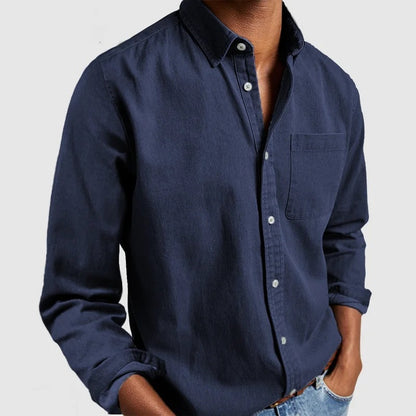 Men's Classic Casual Long Sleeve Shirt with Button Placket