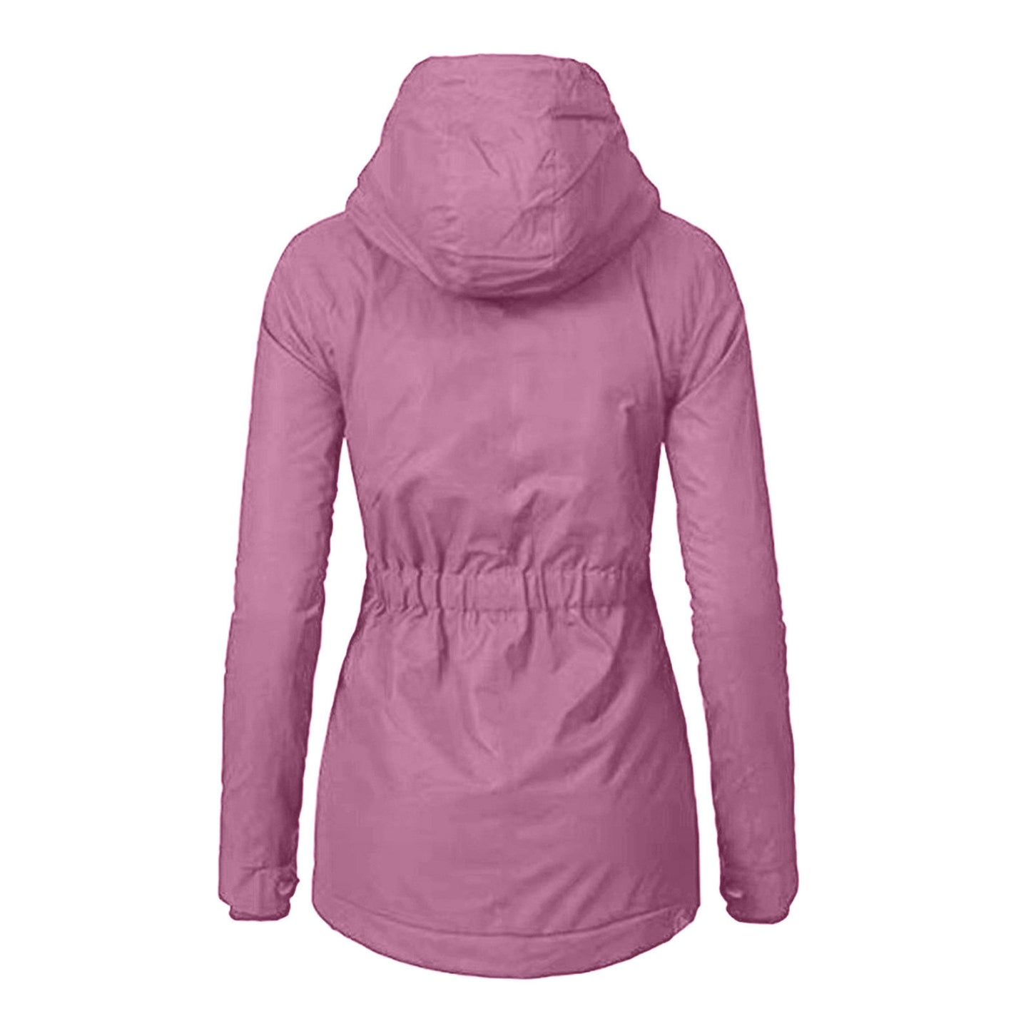 Women's Waterproof Rain Jacket with Hood and Extended Back Hem