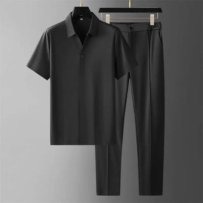 Men's Short-Sleeve Shirt and Tapered Pants Set