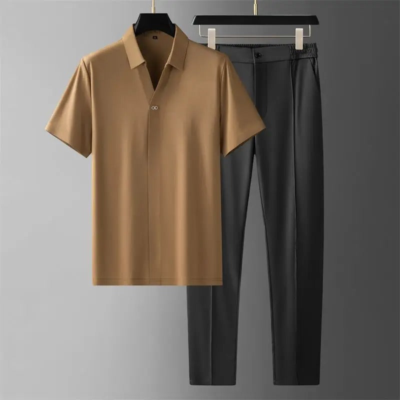 Men's Short-Sleeve Shirt and Tapered Pants Set