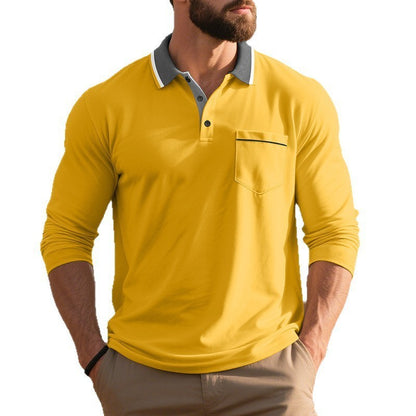 Spring & Autumn American-Style Long-Sleeve Men’s Polo Shirt