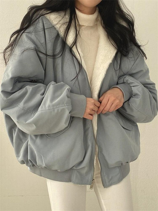 Women's Oversized Winter Jacket with Soft Lining and Zip Closure