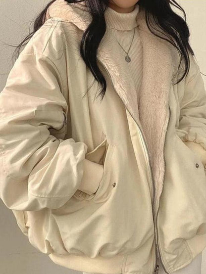 Women's Oversized Winter Jacket with Soft Lining and Zip Closure