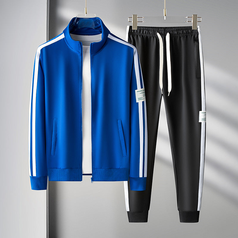 Men's Zip Up Tracksuit Two-piece with Stripe Jacket and Jogger Pants Set