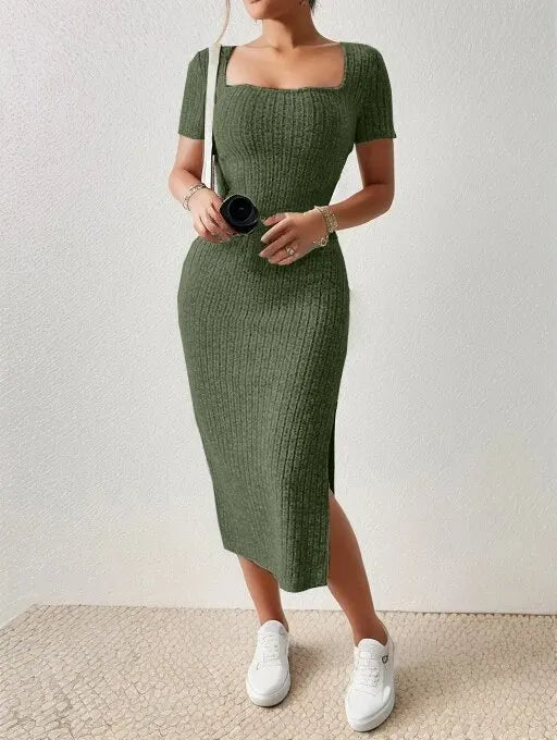 Women's Square Neck Knitted Dress
