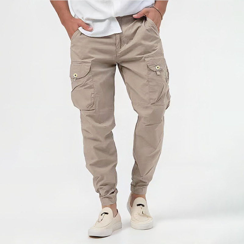 Men's Cargo Trousers Slim Fit Jogger Style with Multiple Pockets