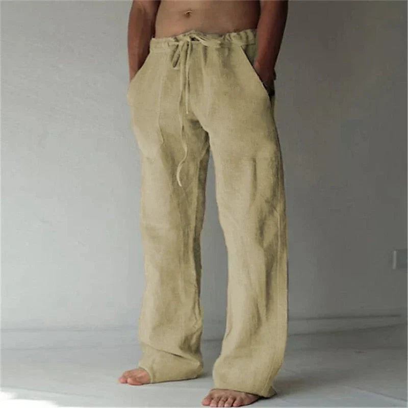 Men's Relaxed Wide-Leg Trousers with Drawstring Waistband