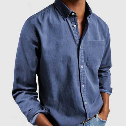 Men's Classic Casual Long Sleeve Shirt with Button Placket