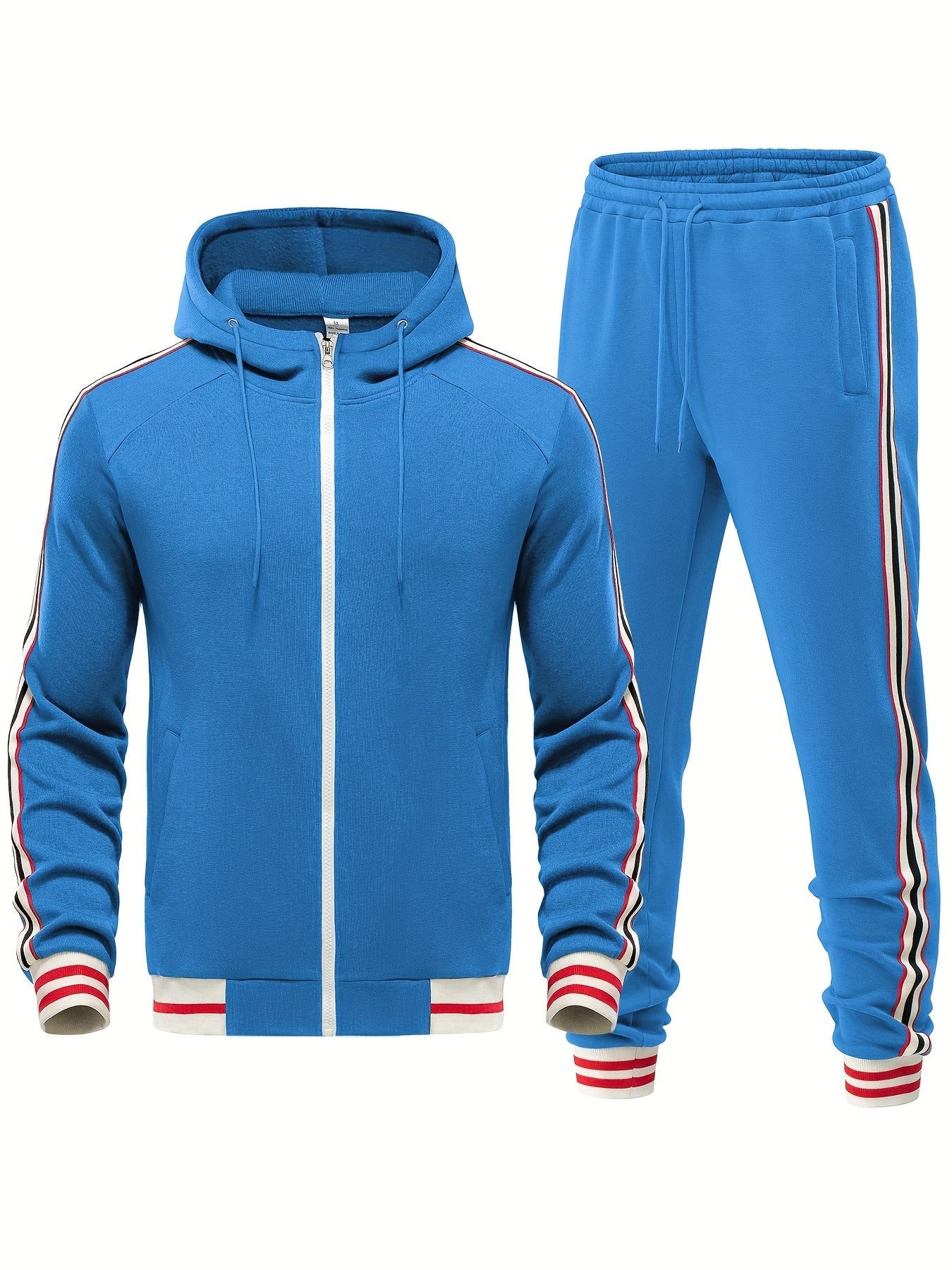 Men's Striped 2-Piece Tracksuit Set with Hoodie and Joggers