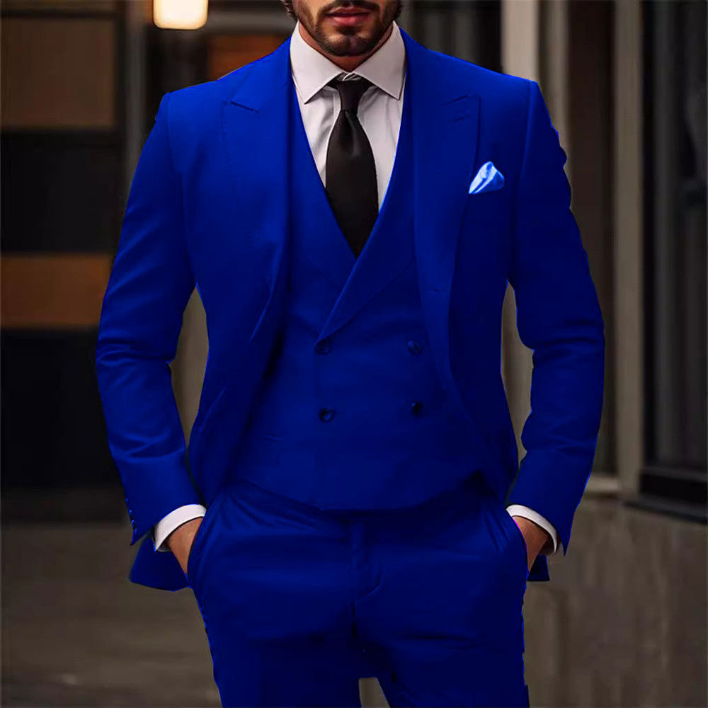 Men's Two-Piece Formal Suit Set with Tailored Blazer and Trousers