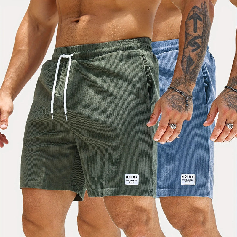 Men’s Corduroy Lace-Up Drawstring Shorts – Lightweight Summer Sports Shorts