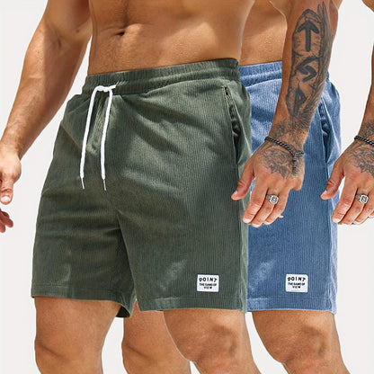 Men’s Corduroy Lace-Up Drawstring Shorts – Lightweight Summer Sports Shorts