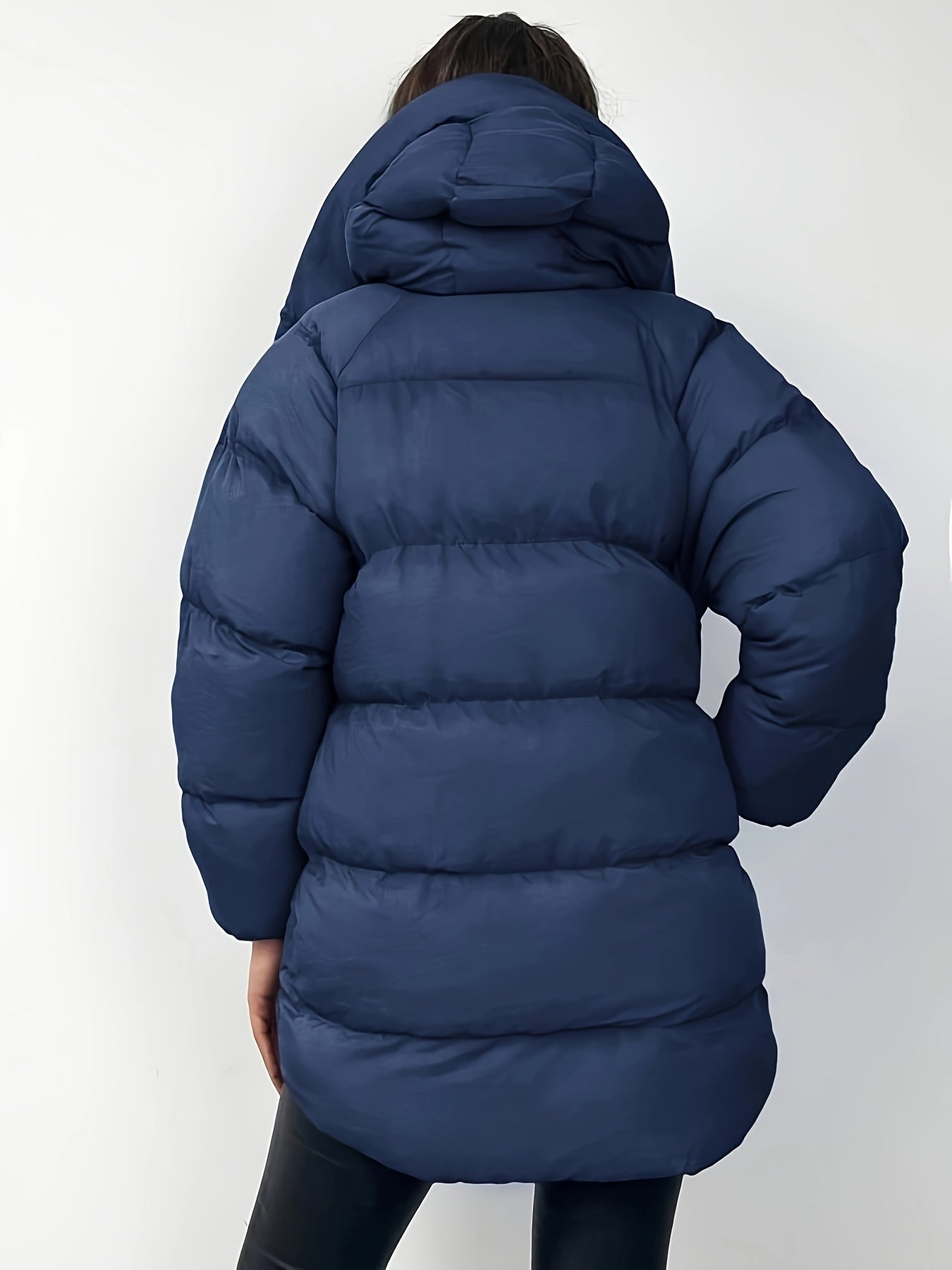 Women's Short Hooded Puffer Jacket with High Collar and Quilted Design