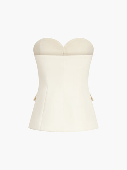 Women's Strapless Blazer Top and Tailored Pants Two-Piece Set