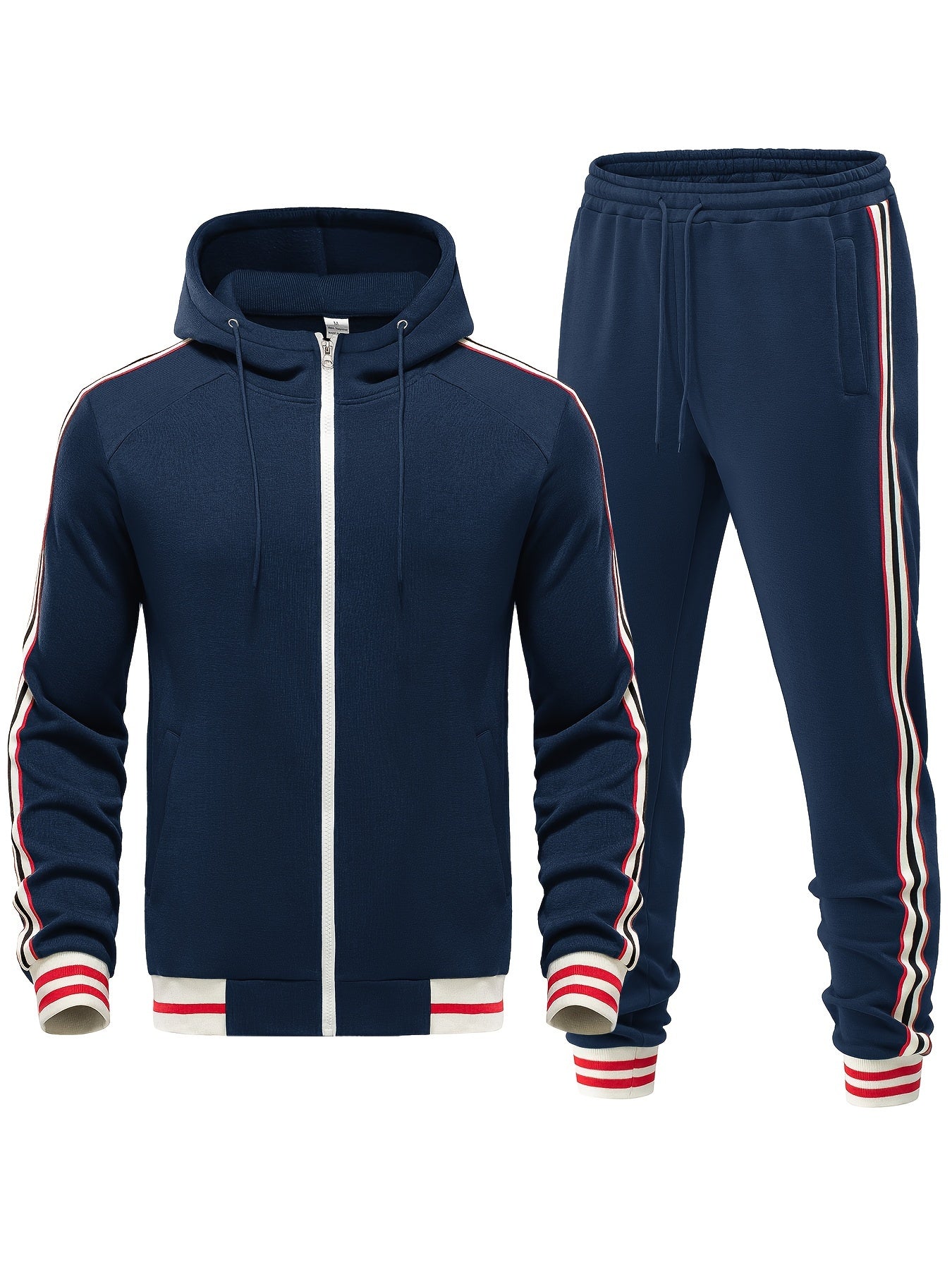 Men's Striped 2-Piece Tracksuit Set with Hoodie and Joggers