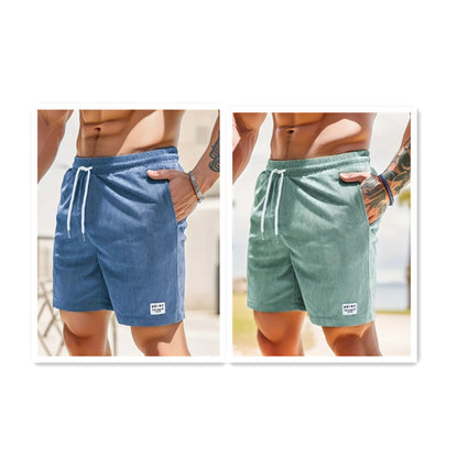 Men’s Corduroy Lace-Up Drawstring Shorts – Lightweight Summer Sports Shorts