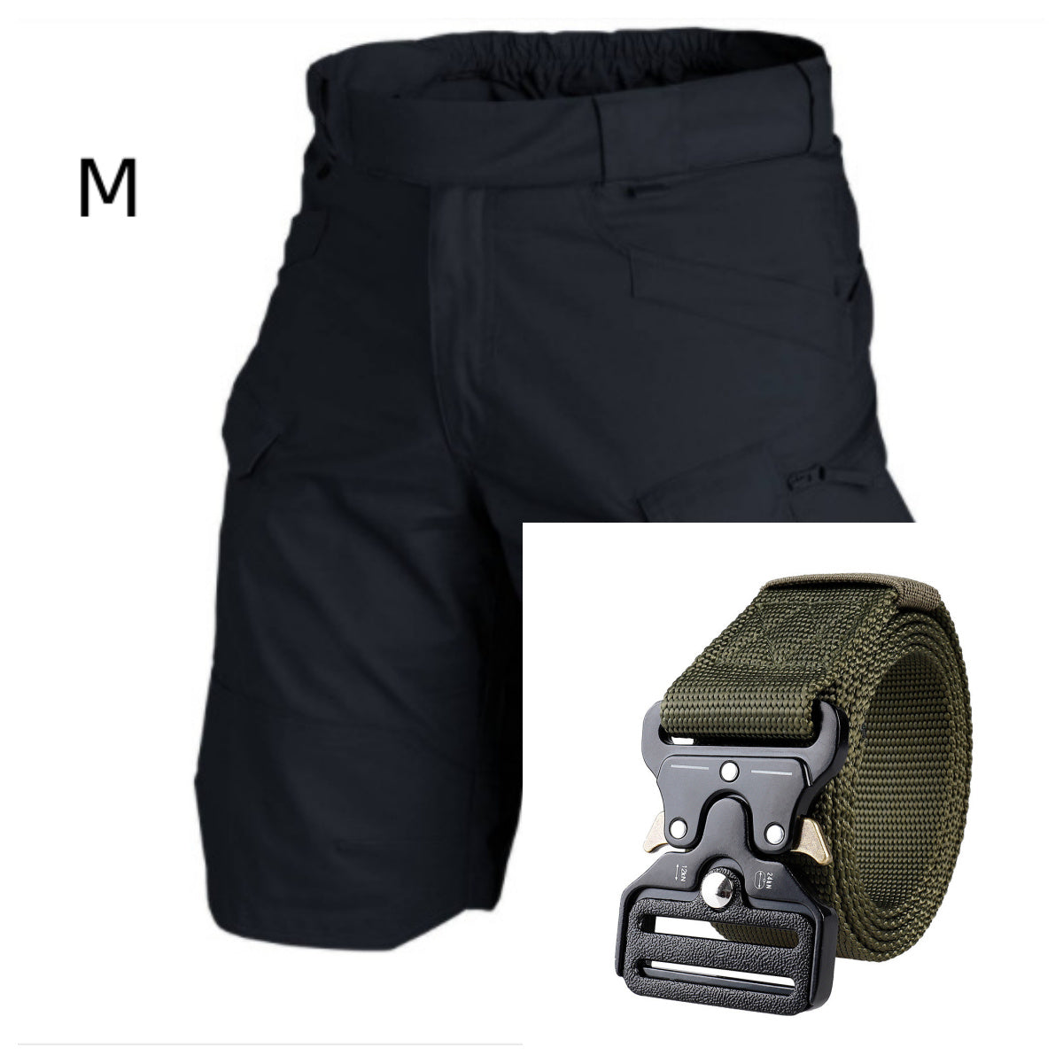 Men's Tactical Cargo Shorts with Multiple Pockets and Belt