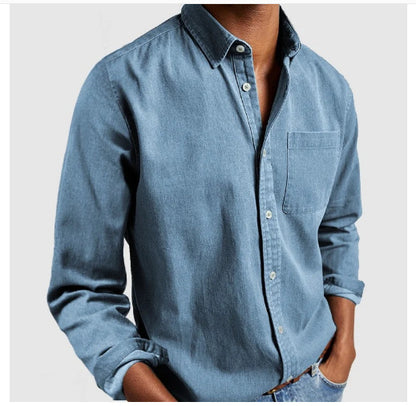 Men's Classic Casual Long Sleeve Shirt with Button Placket