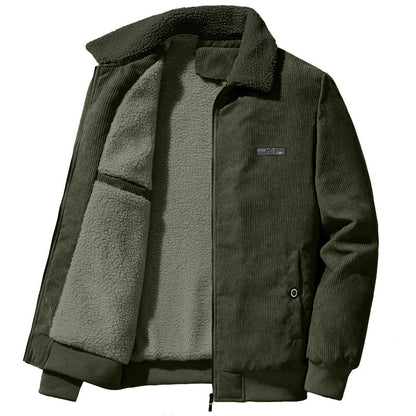 Men's Winter Jacket with Stand Collar Soft Lining and Zip Closure