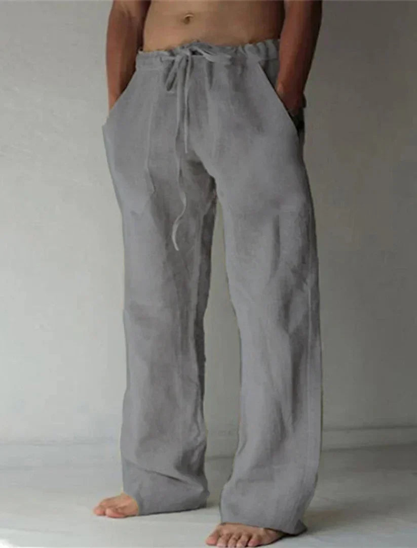 Men's Relaxed Wide-Leg Trousers with Drawstring Waistband