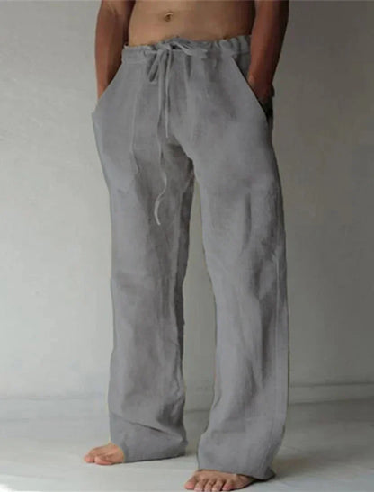 Men's Relaxed Wide-Leg Trousers with Drawstring Waistband